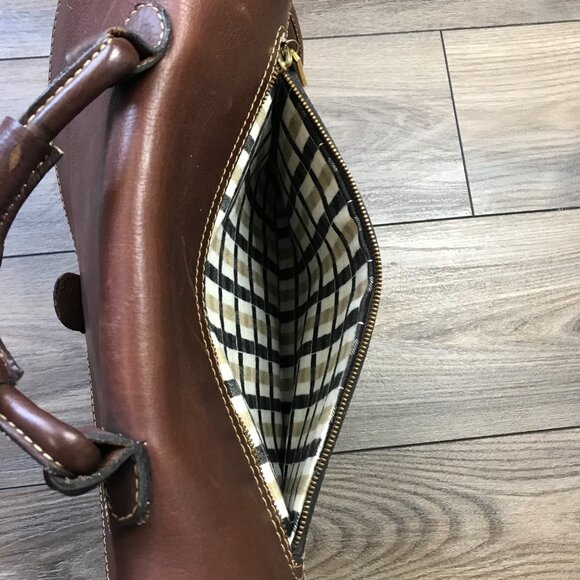 Vintage Rugero Brown Leather Messenger Bag Briefcase Removable Strap Lock & Key - Picture 7 of 16